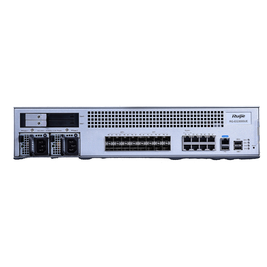 Thiết bị mạng All-in-one Unified Security Gateway Ruijie RG-EG3000UE (Cổng bảo mật hợp nhất tất cả trong một, 8 cổng kết hợp GE, 8 cổng SFP +, 1 khe đĩa cứng, 2 khe cắm điện, 2U RMU)