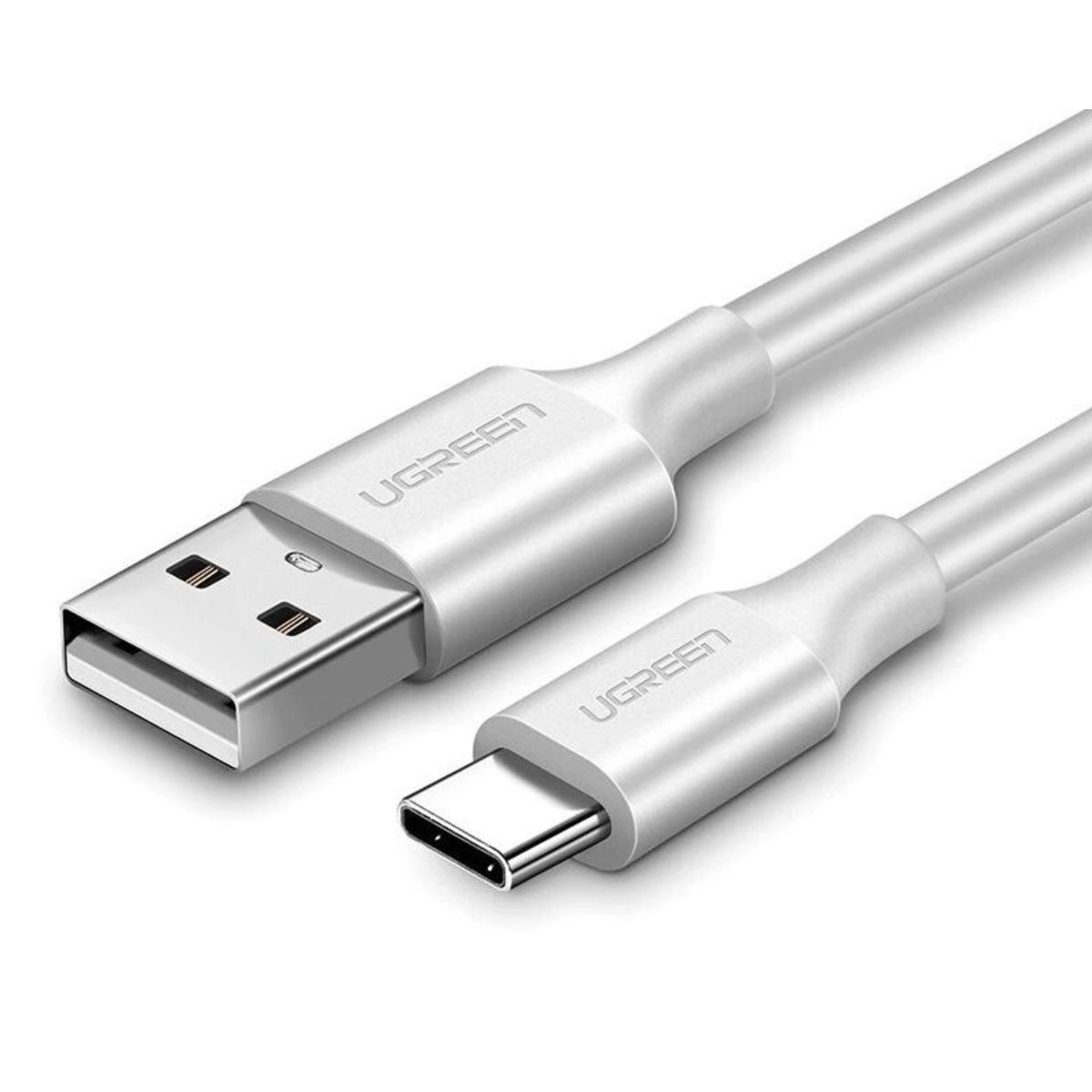 Cáp sạc USB 2.0 sang USB type C Ugreen 60122 US287 chiều dài 1.5m, màu trắng, hỗ trợ sạc nhanh 3A