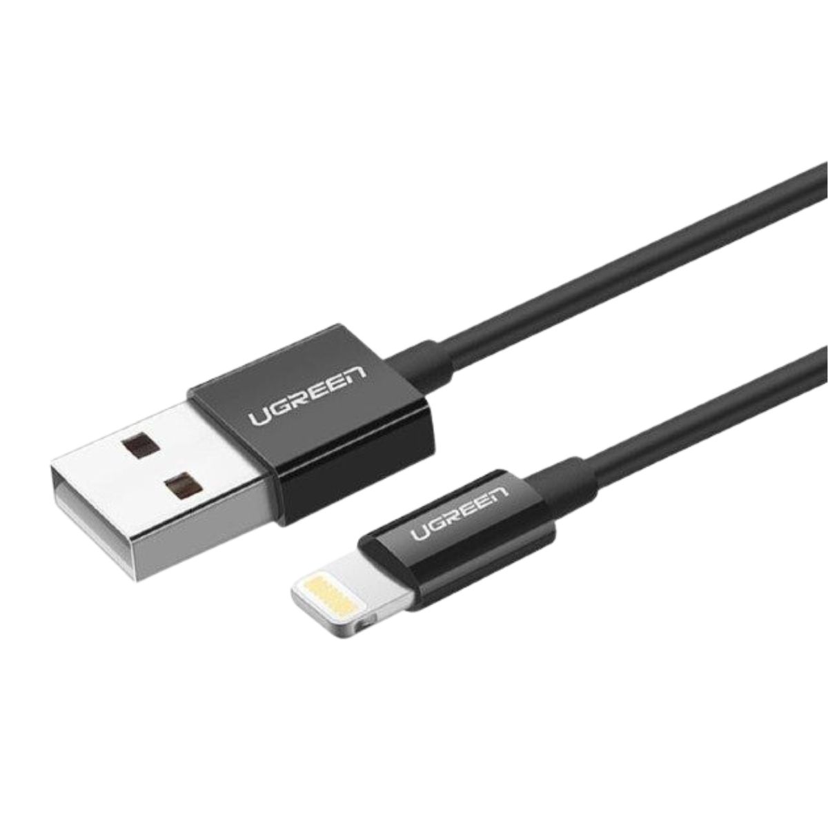 Cáp sạc nhanh 2m USB-A sang Lightning Ugreen 80823 US155 màu đen, hỗ trợ đầu ra 5V/2.4A, Tốc độ truyền 480Mbps